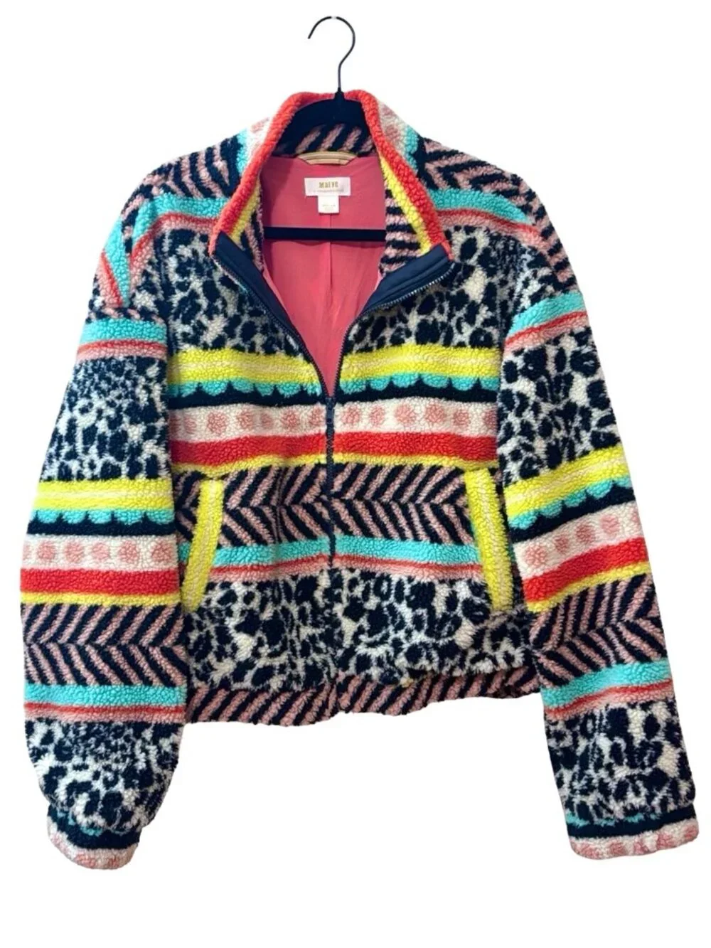 Anthropologie Maeve Lively Abstract Sherpa Jacket, Size Medium - Picture 4 of 8